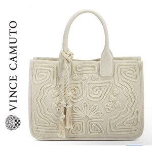 Vince Camuto White and Cream Geometric Tote